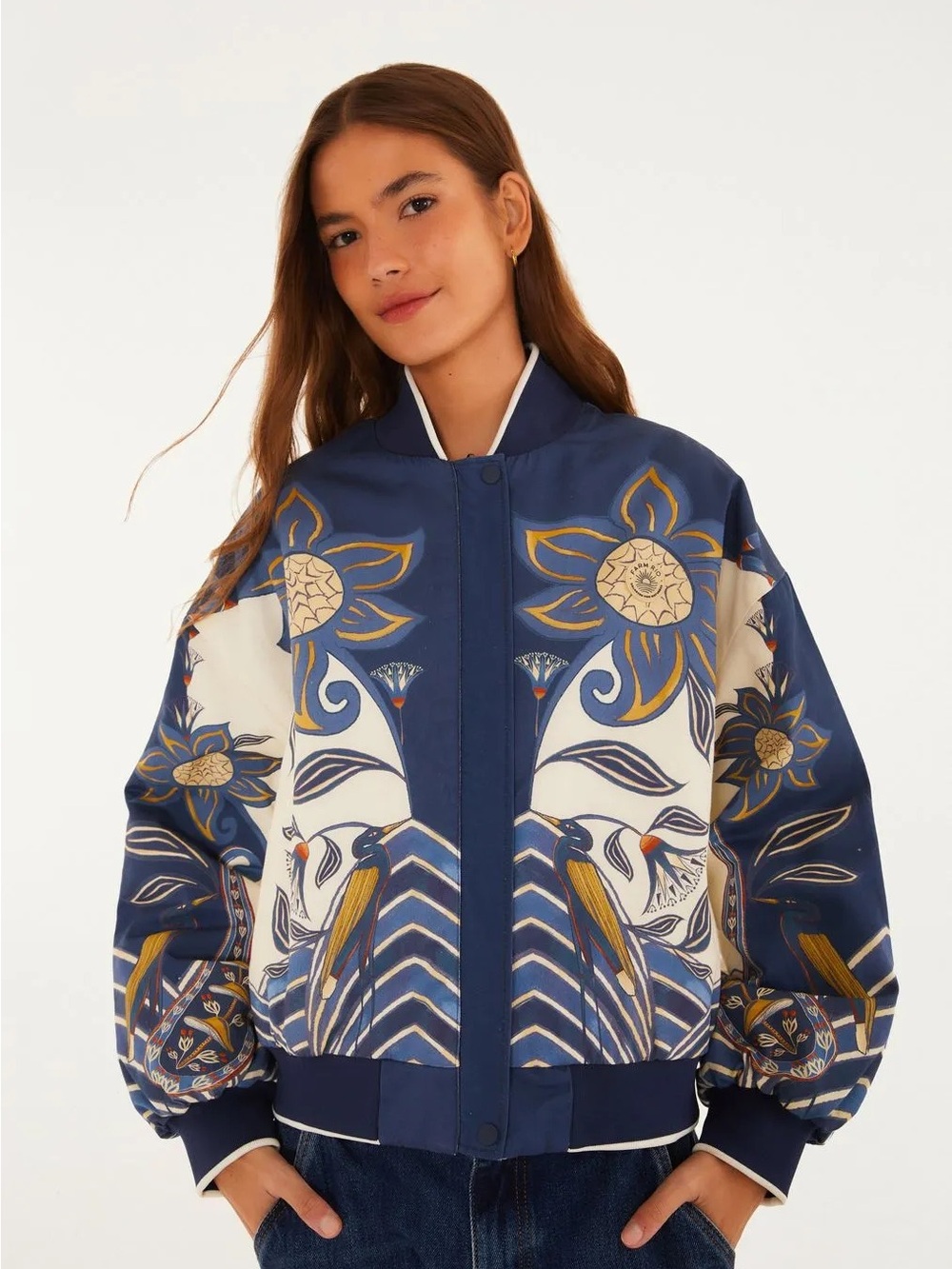 ✨Farm Rio 🇧🇷 Reversible Floral Bomber Jacket for Fall/Winter Size M